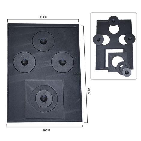 CHAPA P/ FOGÃO À LENHA PARANÁ - 4 FUROS (FERRO FUNDIDO)
